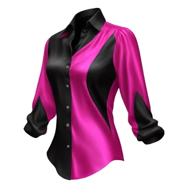 Realistic isolated side view of a black and hot pink shiny silk blouse. sticker