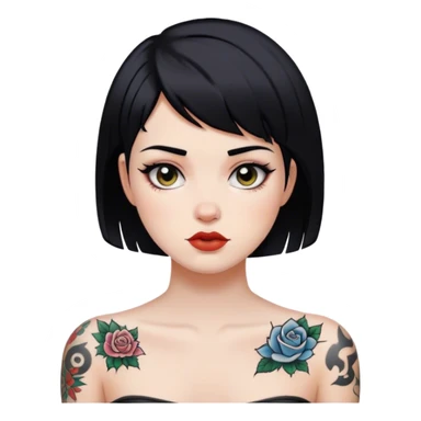 girl with tattoo and black short hair white skin sticker