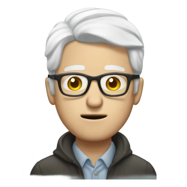 White man with white hair and glasses has been sick for a week with runny nose and headache sticker
