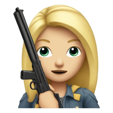 Blonde girl holding gun  sticker