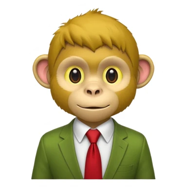 yellow monkey with green shirt,red tie sticker