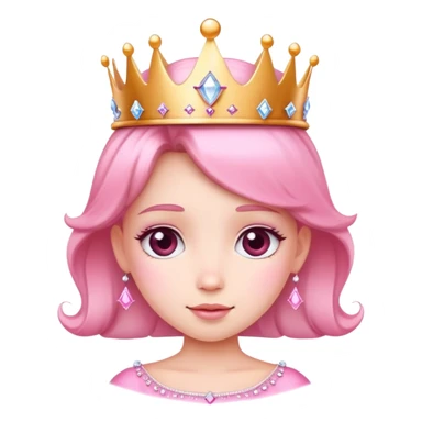Cute pink princess with crown and sparkles sticker