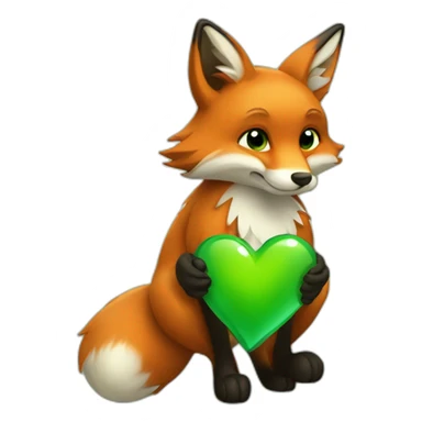 Fox with a green heart in his hand  sticker