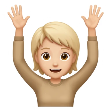 hyped up excited emoji with hands in the air sticker