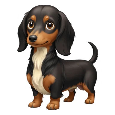 Black and cream long haired dachshund getting haircut sticker