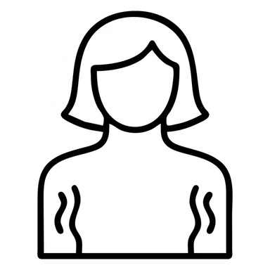 simple icon of female silhouette with lines suggesting loose skin, skin flaccidity, transparent background sticker