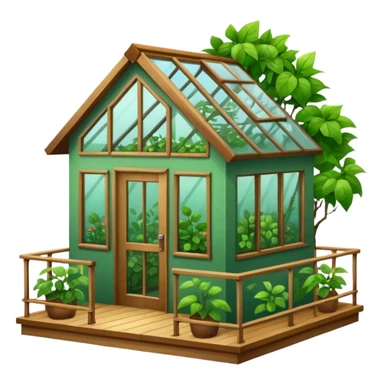 Beautifull Green house with leaves, branches and a balcony  sticker