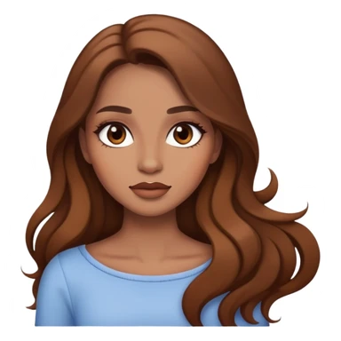 woman with brown long hair, make up and cute  sticker