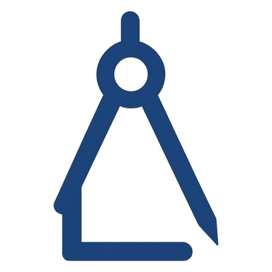 modern flat design logo, compass tool arranged as an L shape, navy blue, simple and iconic sticker