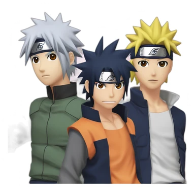 group photo of Naruto Uzumaki, Sasuke Uchiha, Sakura Haruno, and Kakashi Hatake sticker
