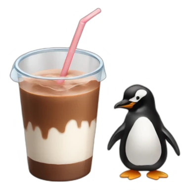 penguin drinking chocolate milk sticker