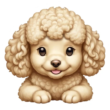 Meme-Worthy Cute Sleeping Cream Poodle Portrait Emoji, Head resting peacefully with a contented smile, showcasing a delightfully elegant build and a luxuriously soft, curly cream Fur, eyes shut in a serene nap, Simplified yet hilariously adorable features, highly detailed, glowing with a soft, drowsy light, high shine, relaxed and utterly lovable, stylized with an air of playful laziness, bright and heartwarming, soft glowing outline, capturing the essence of a comically sleepy companion, so meme-worthy it feels like it could instantly become the next viral sensation of adorable slumber! sticker