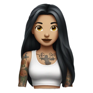 Tattooed girl with long dark hair sticker