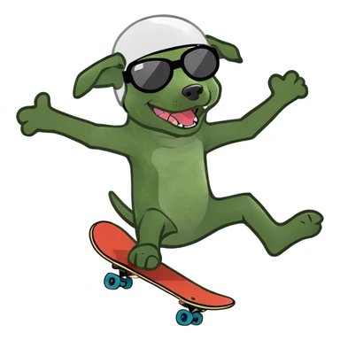 Dog doing a kick flip sticker