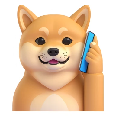 shiba inu calling on iphone sticker