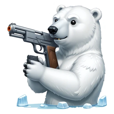 A polar bear with a gun sticker