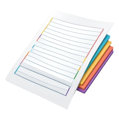  folded marketing sheet with colored tabs and layout lines sticker