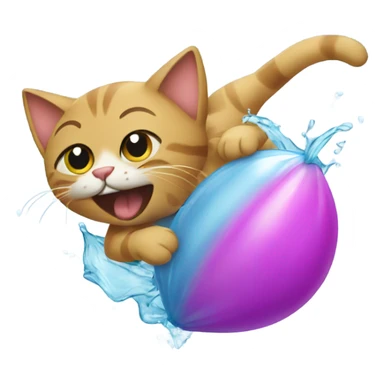 Cat in a water balloon fight  sticker
