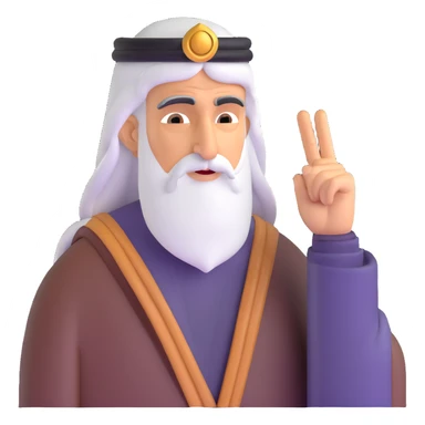 Middle Eastern wise man with finger on temple pondering a question sticker