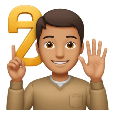 man holding 6️⃣ above the lefthand and 7️⃣ above the right hand sticker