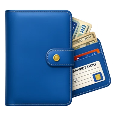 Travel lue wallet – larger, holds passport and tickets.
 sticker