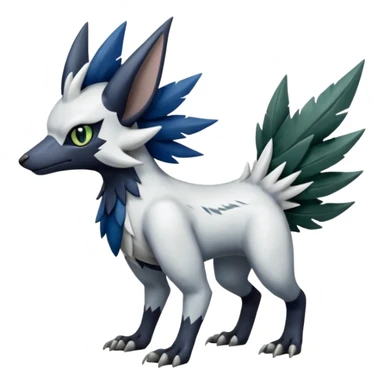 Shiny Black Grey White and Dark-Green Trico-Poochyena-Nargacuga-Silvally-Absol-fusion sticker