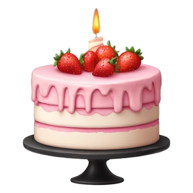 Pink strawberries and cream birthday cake with a candle sticker