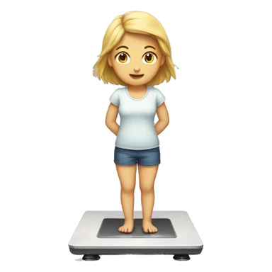 girl standing on a body scale sticker