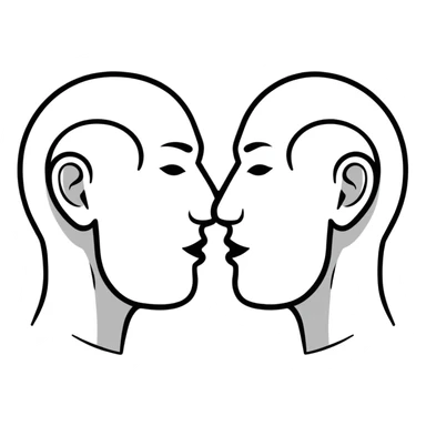 two speaking heads facing each other sticker