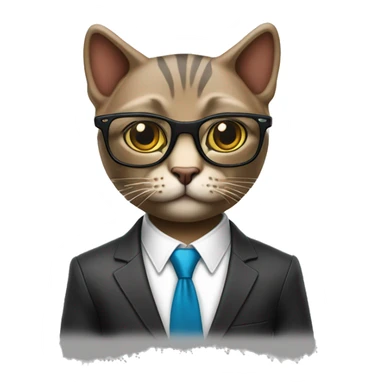 Mulatto hiphop confident business slim fit adult cat full body pfp with smart glasses and chill eyes sticker