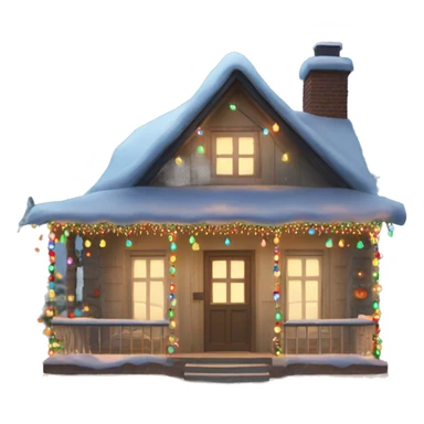 cottage house decorated in christmas lights sticker