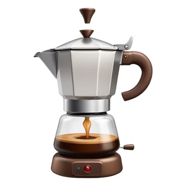 Cinematic Realistic Moka Pot Pop Culture Emoji, featuring an iconic Italian coffee maker rendered with classic charm and warm, inviting lighting. sticker