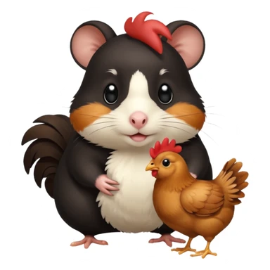 black hamster with chicken sticker