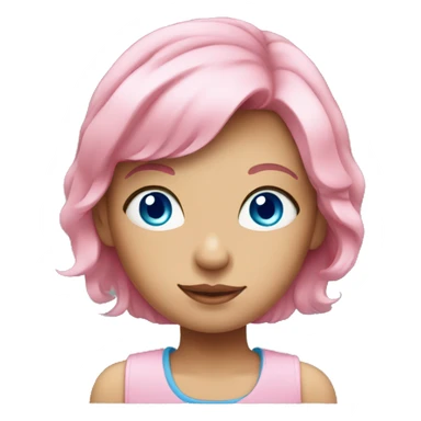 A girl with blue eyes and pink hair sticker