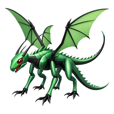 Gothic Black Edgy Futuristic Flygon-Scyther-Fakemon-creature Full Body sticker