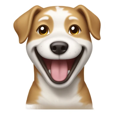 Tan and white laughing dog sticker