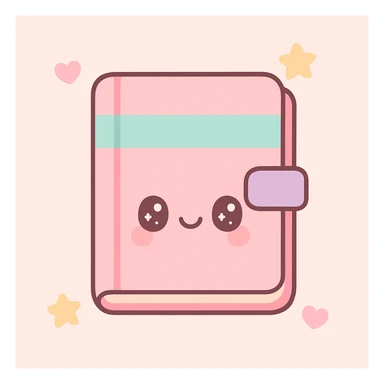 a diary, cute kawaii style, with a smiling face and pastel colors sticker
