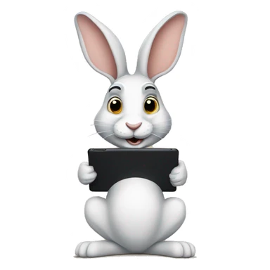 Jack rabbit holding an iPad sticker