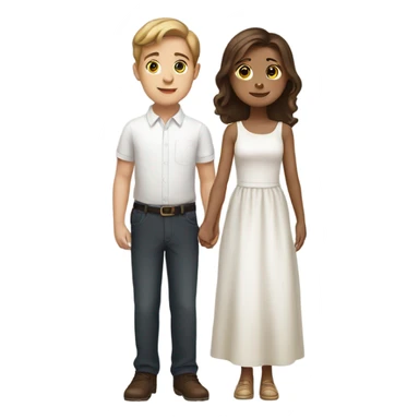 girl in white dress and boy brown hair sticker