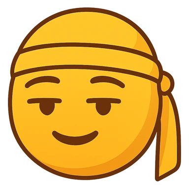 flat toon style yellow slick emoji face wearing a durag sticker
