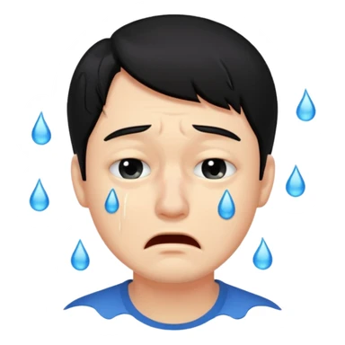 man crying with black hair sticker