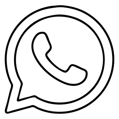 WhatsApp logo, black outline only, no fill, transparent background sticker