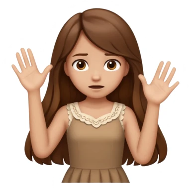 girl that doesn't care, she is like whatever, brown long hair, cute dress and her hands showing like i don't know whatever, make her look little bit bored sticker