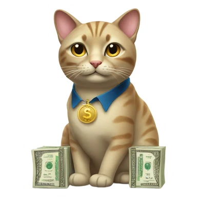 Very rich cat holding a lot of money sticker