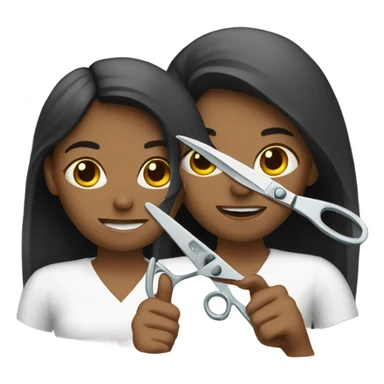 two girls with scissors sticker