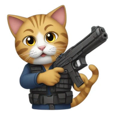 Cat-with-gun sticker