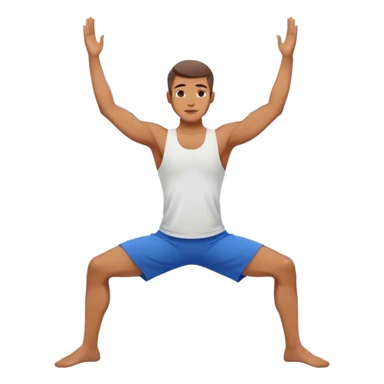 man with blue short Crescent Lunge yoga sticker