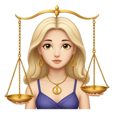 Libra woman emoji, graceful, with Libra symbol sticker