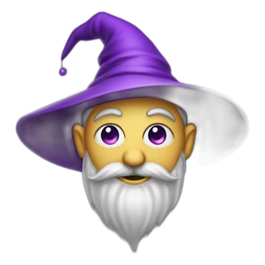 wizard with a purple pointy hat winking eye sticker