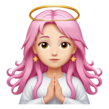 Blonde woman angel with long hair meditating with pink hair clips sticker